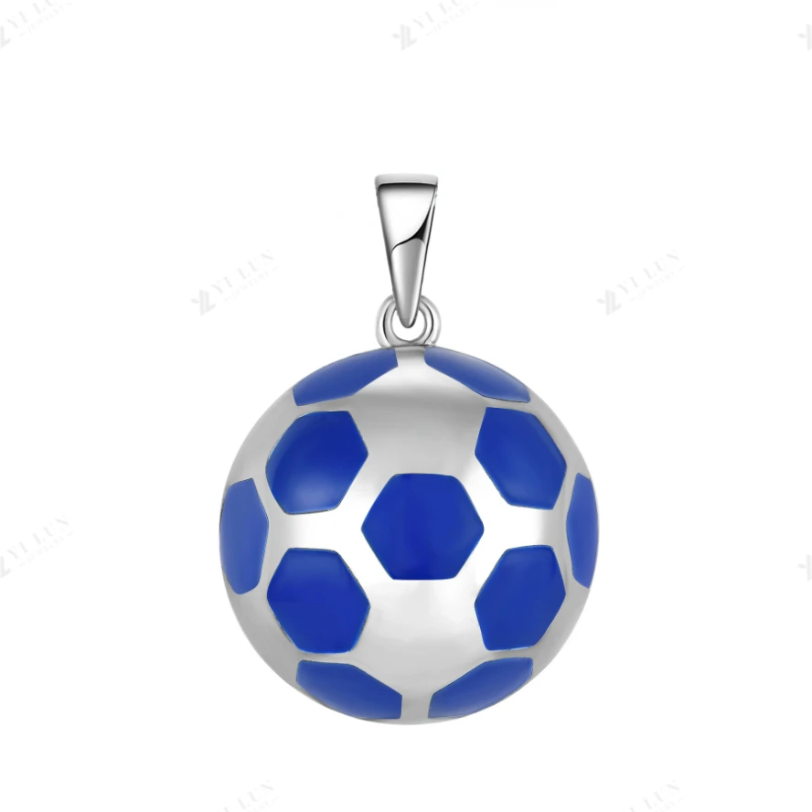 YL JEWELRY Exclusive Football Charms Pendant Platinum Plated 925 Sterling Silver Soccer Ball Pendant for Men