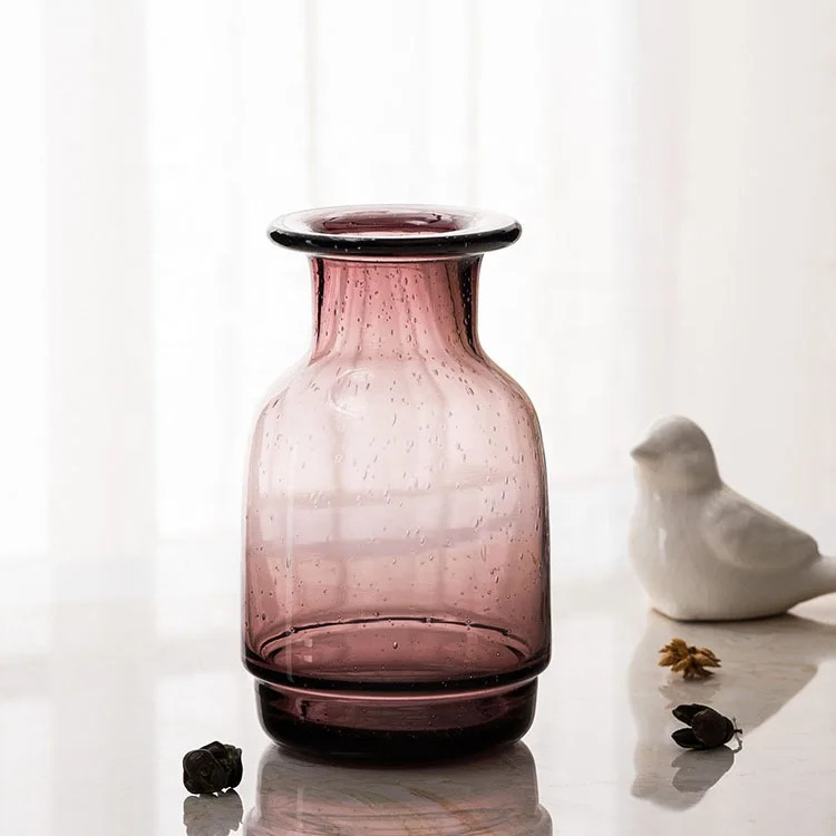 
Colourful Glass Transparent Vase Aquaculture Bottle Flower Glass Floor Vase Decoration 