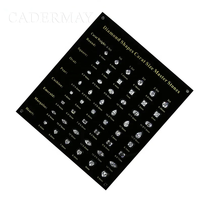 Cadermay 8 Shapes Carat Size Master Stones from 0.5 ct -3 ct  Cubic Zirconia Diamond gemstool  Master Tester Tools set