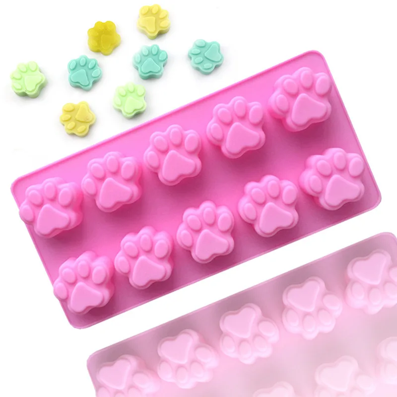 Animal Paw Print for Homemade Dog Treats Baking Chocolate Candy Oven Microwave Freezer Safe  Silicone Molds Mini Pet Paw