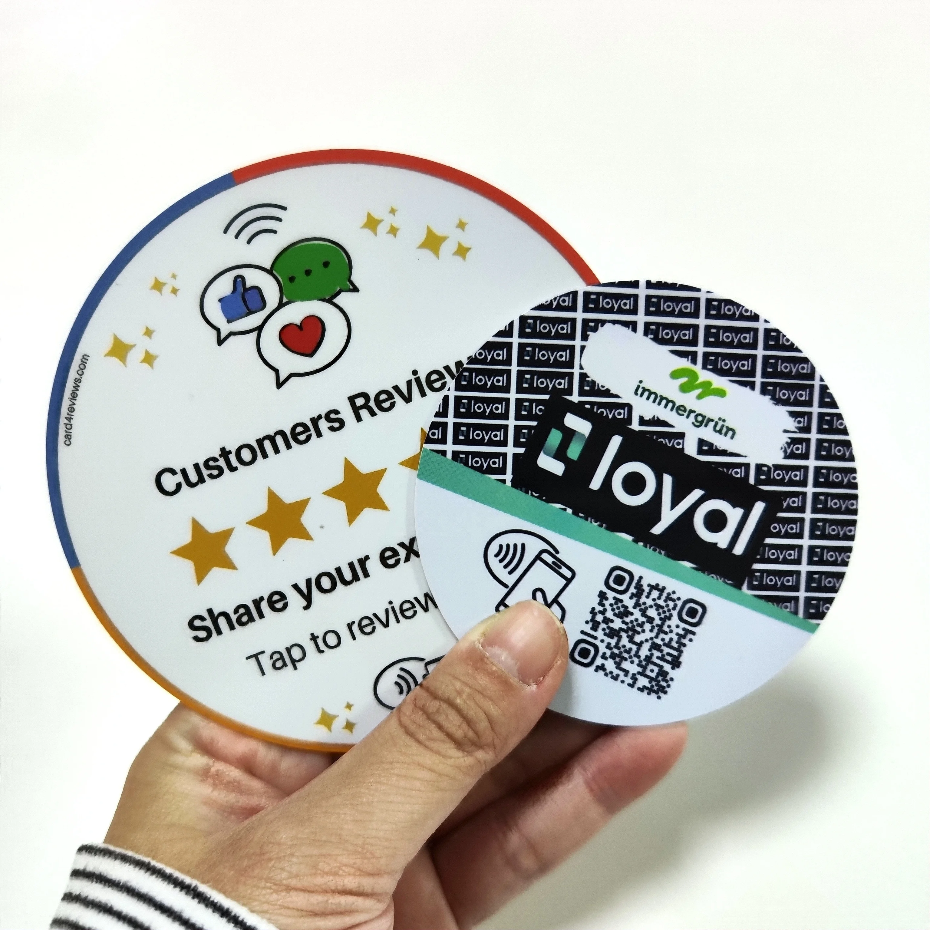 Customized Instgram Reviews Tag NFC Tag PVC Card With Chip NTAG215 For Restaurant Store
