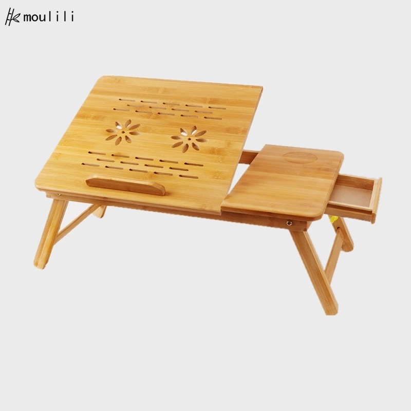 
Factory price multifunctional adjustable folding laptop desk bamboo bed study table 