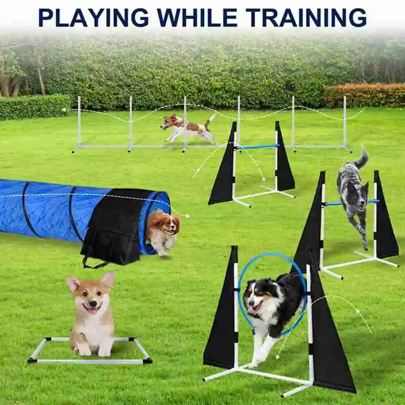 Custom Hot-selling Dog Agility Training Equipment Tunnel Poles Hurdles Exercise Pet Obstacle Course Agility Pet Training Set