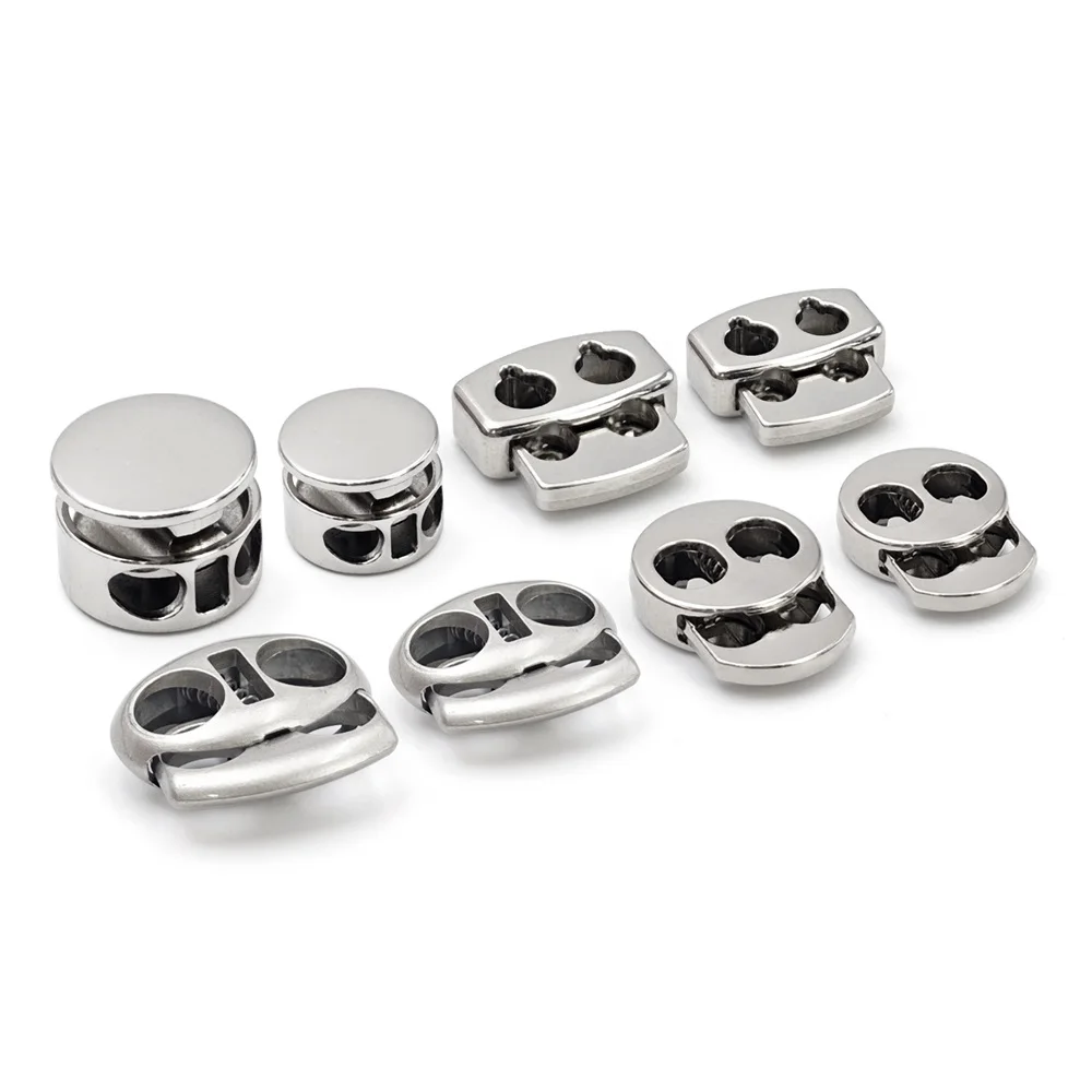 Custom cord Spring stopper stop rope lock metal drawstring One hole cord lock toggle for string bikini shorts clothing