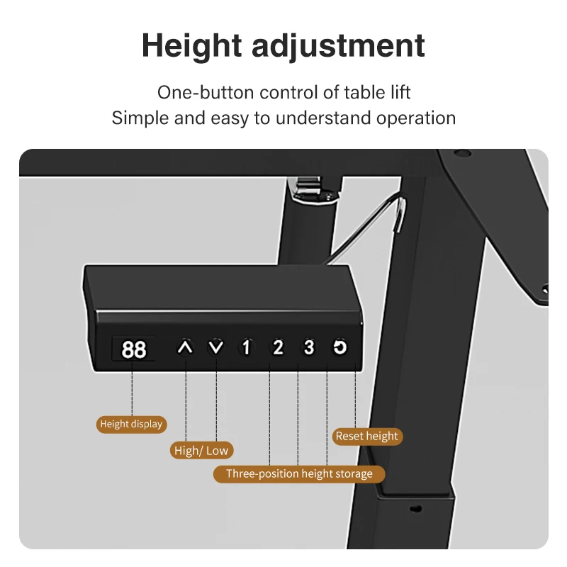 Office Electric  Motor Desk Sit And Standing Up Computer Lift Desk White Frame Adjustable Height