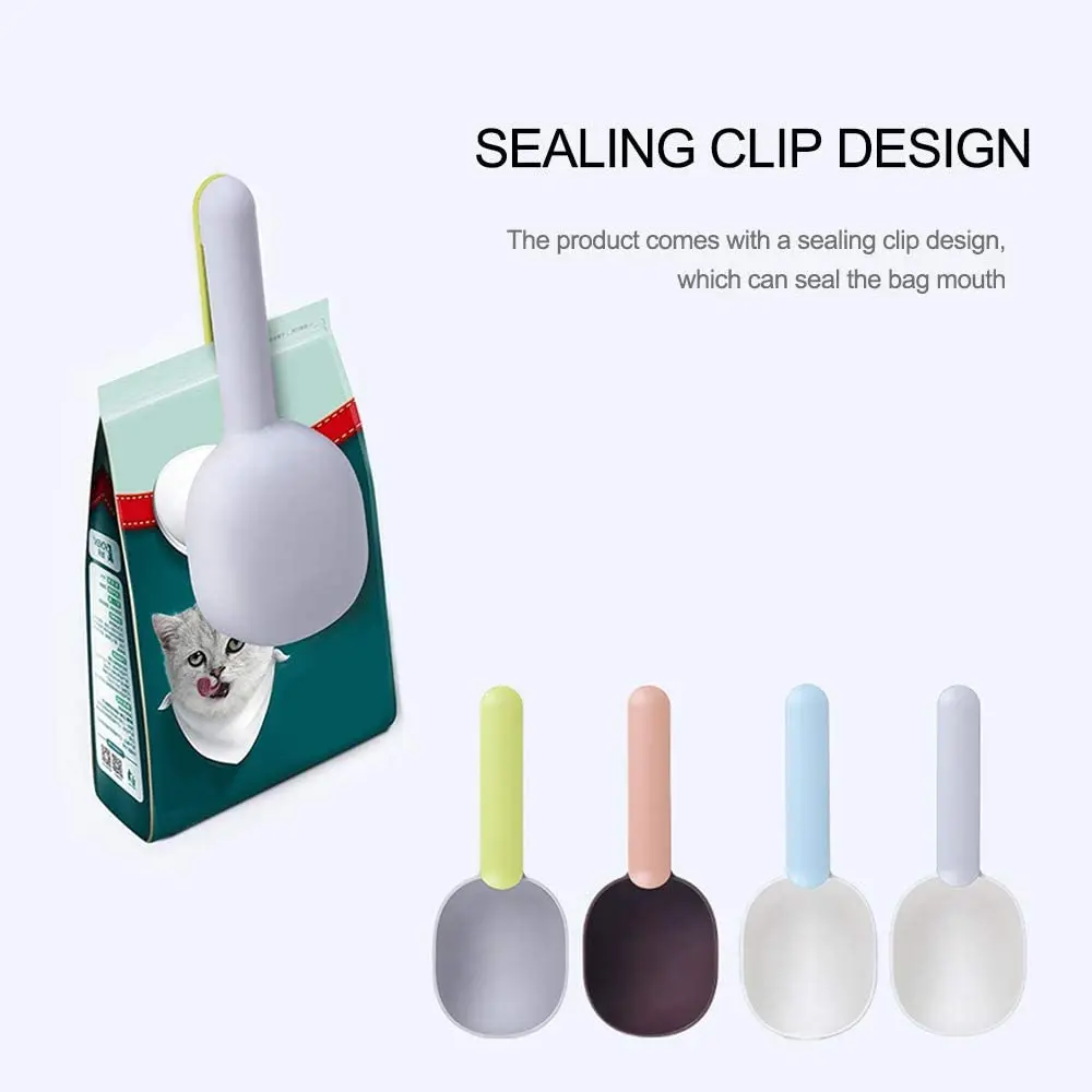 2022 Plastic Measuring Cup Pet Food Feeding Spoon with Ergonomic Bag Clip Handle for Dry Liquid Dogs Cats Birds and Kitchen