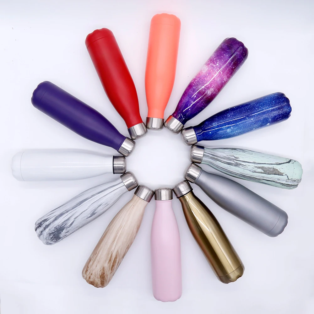 Спортивная бутылка для воды из нержавеющей стали с порошковым покрытием, 500 мл, 17 унций