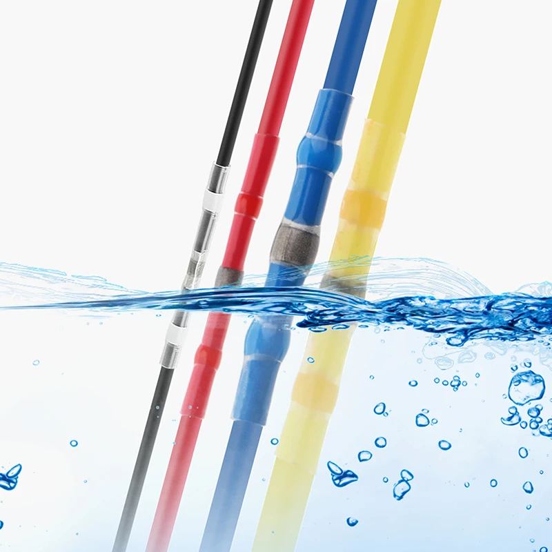 100pcs Solder Seal Wire Connectors,Waterproof Heat Shrink Butt Connectors Insulated Electrical Wire Terminals Butt Splice