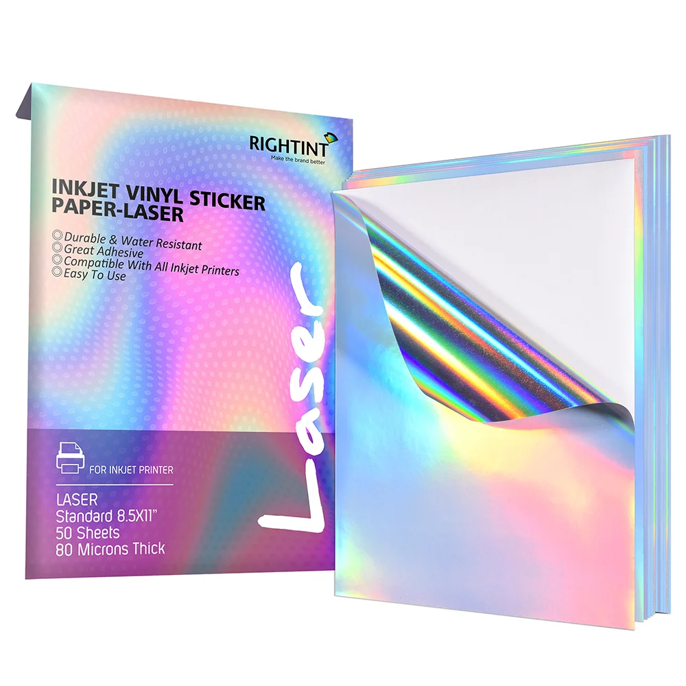 holographic vinyl sticker paper a4 8.5x11 self adhesive paper