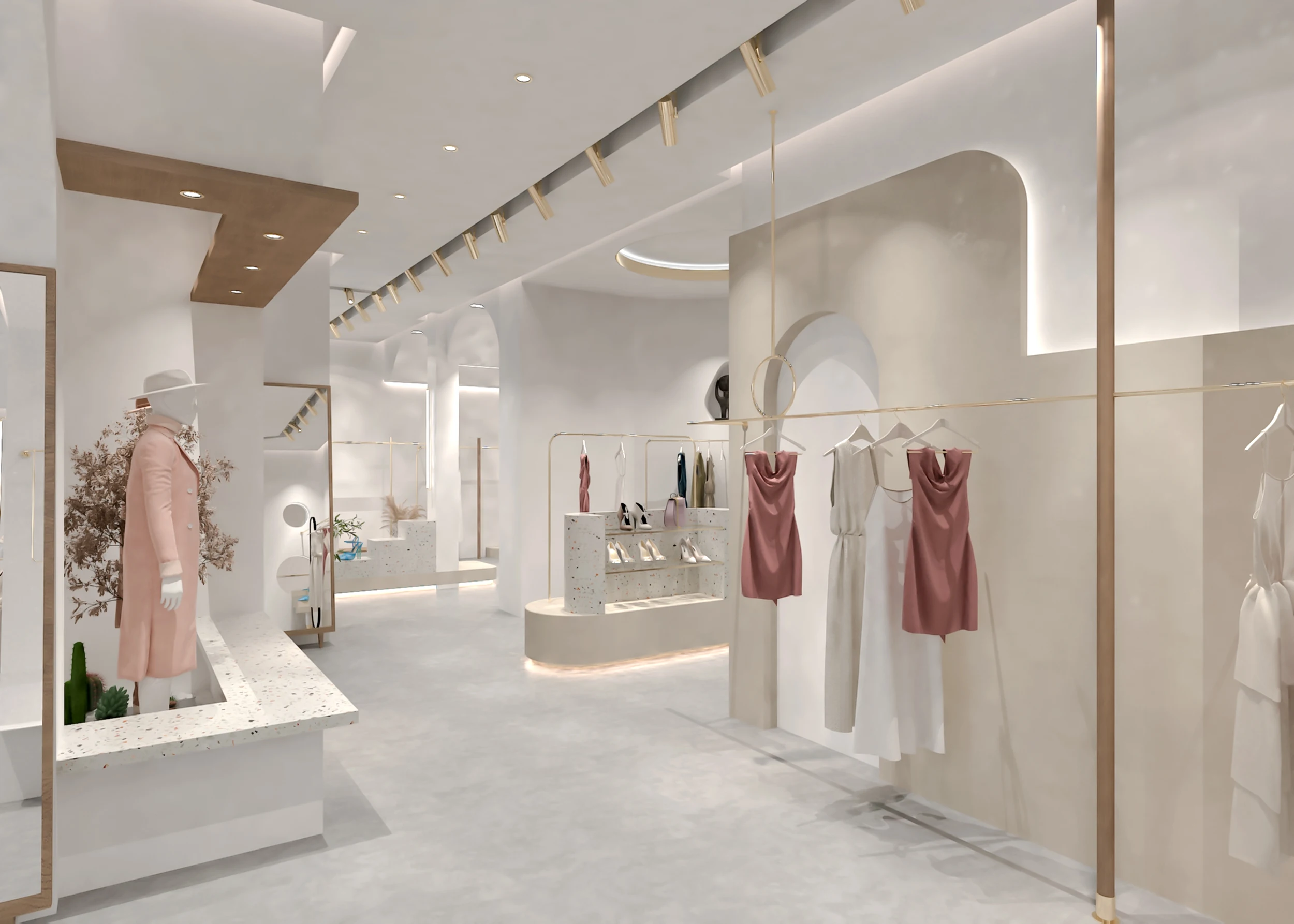 Retail Store Design Clothing Shop Display Stand Women Clothing Shop Rack For Ladies Clothing Shop Interior Design