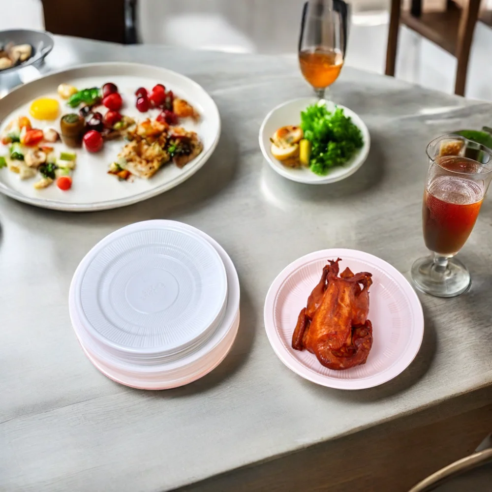 custom round plastic plates disposable party dinner food pp parties dish round plate