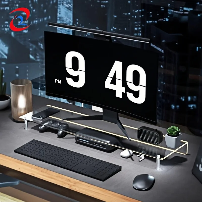 Acrylic Monitor Computer Heightening Stand Desktop Shelf Home Office Cushion Height Laptop Stand