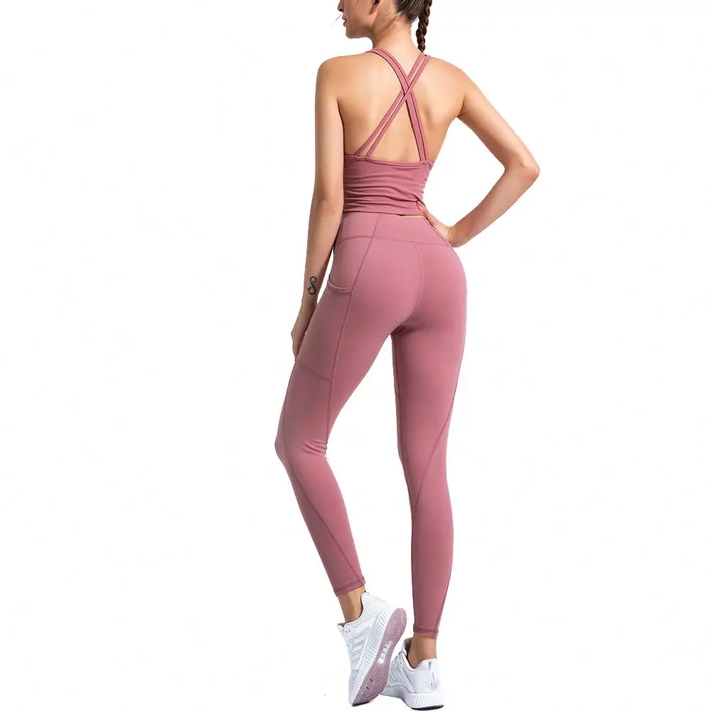 
Women Yoga Pants With Pocket High Waist Compression Tights Fitness Sportswear Yoga Set Pants Leggings 