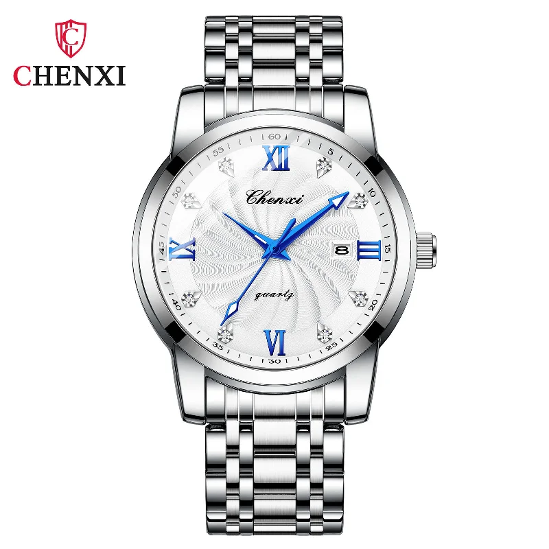 Diamond Scale New Steel Calendar Waterproof Simple Business Fashion Luminous Quartz Watches For Men