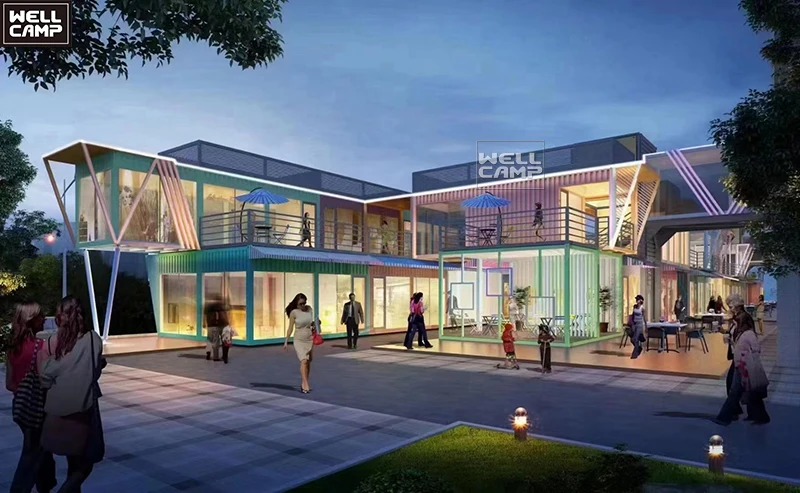 WELLCAMP легко собираемый сборный магазин, плоский упаковочный магазин, Съемный контейнер для торговых центров, стальные дома