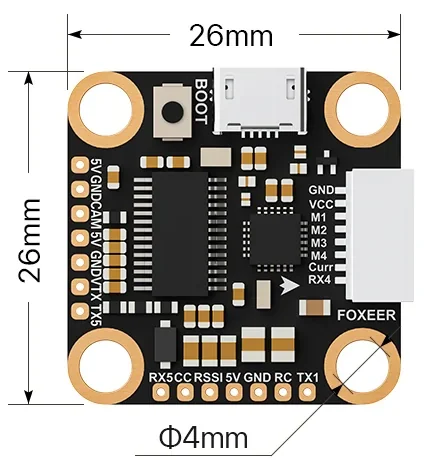 Foxeer F722 V4 Mini Flight Controller MPU6000 20*20mm for DIY RC FPV Racing Drone Controller Freestyle Drone Accessories