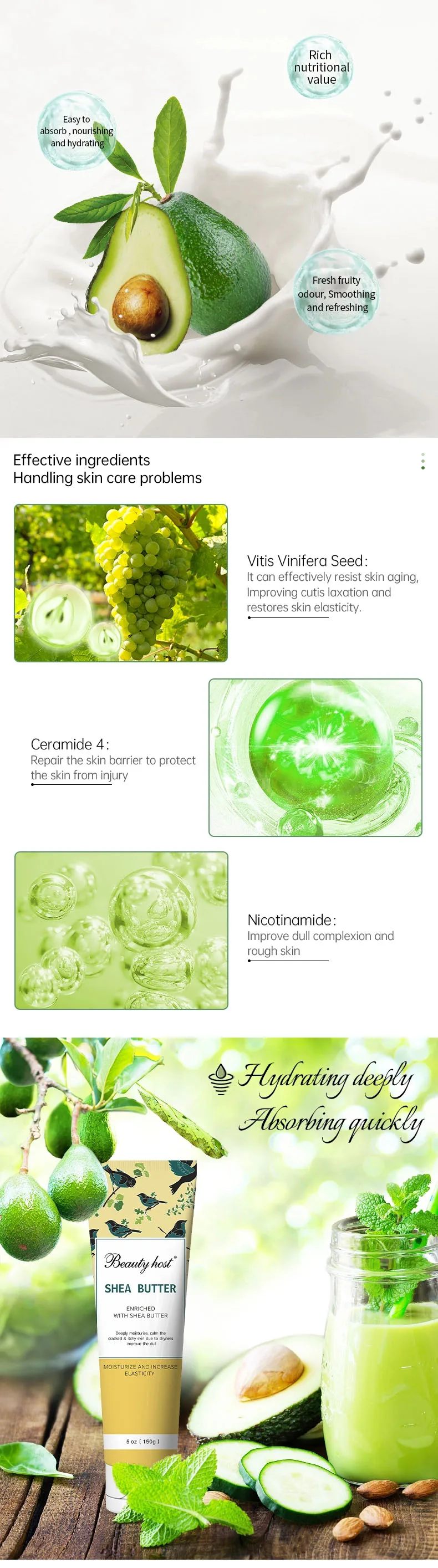 Body Lotion Cream Private Label Organic Moisturizing Shea Butter Skin Whitening Cream for Black Skin