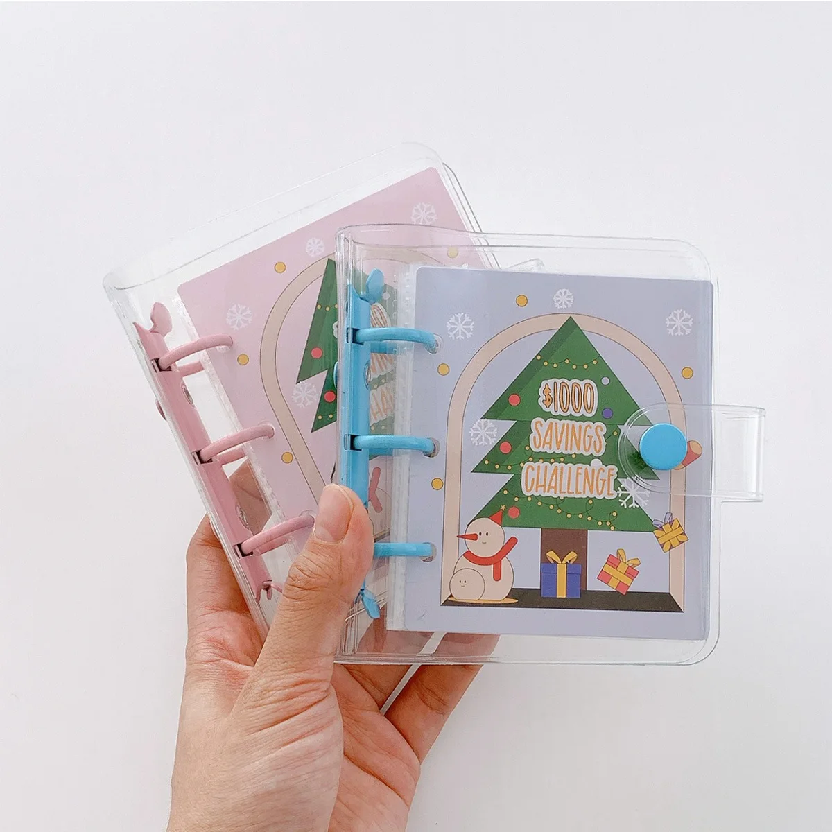 Mini 3 Rings Money Saving Challenge Binder Reusable $1000 Budget Planner Book Organizer Notebook with Cash Envelopes Stickers