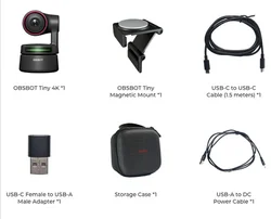 Hot Selling 4k 30FPS Web Camera AI-powered PTZ Gesture Control Obsbot Tiny 4k Webcam for Live Stream Video Meeting Remote Class