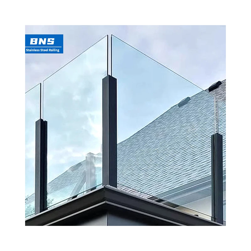 BNS Custom Indoor Outdoor Deck Balcony Post Stainless steel Frameless Glass railing stairs balustrade handrail
