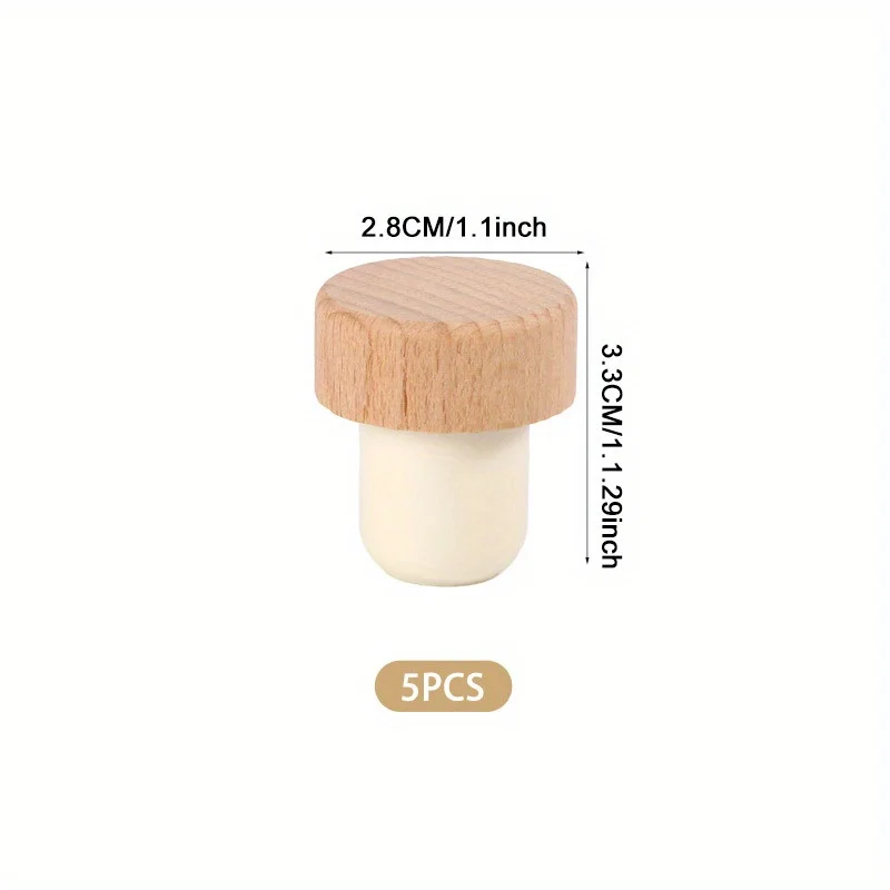 Customized Luxury T-Shape Wine/Spirits Stopper Synthetic Cork Bottle Cap Reusable Wooden Top for Bars