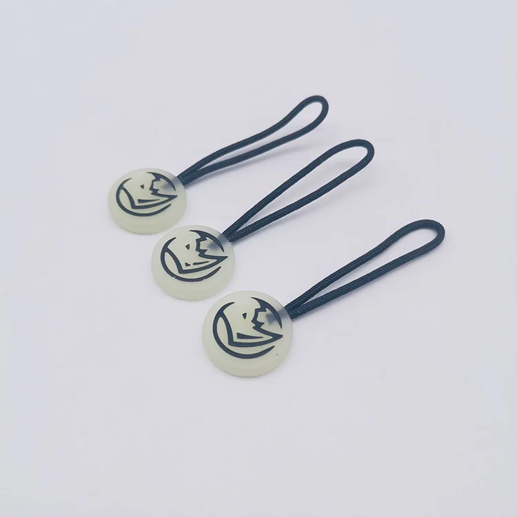 Custom logo slider pullers glow in the dark pvc pull