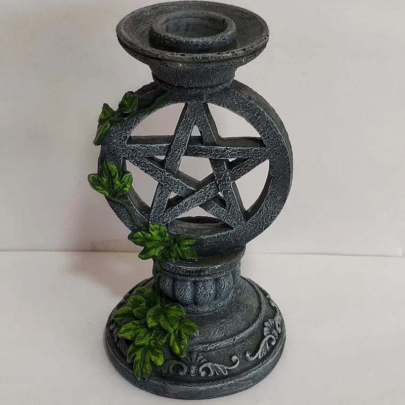 Altar Candlestick Ceremony Candle Holder Set Witchcraft Props Table Decoration Goddesses Pentagram Candelabrum Religion