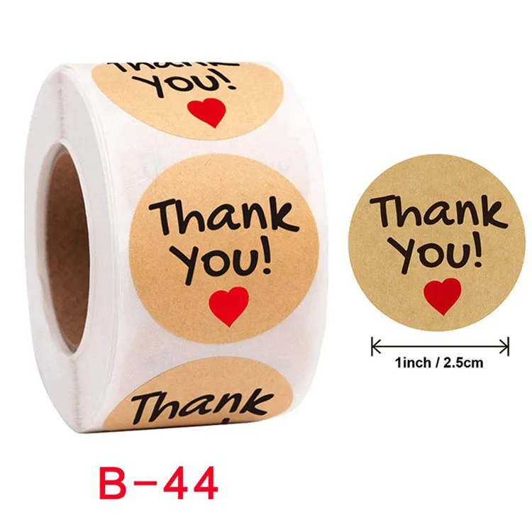 Round Self-adhensive Stickers Paper Brown Thank you Sticker Gift Merchandise decorative envelope Seal Sticker