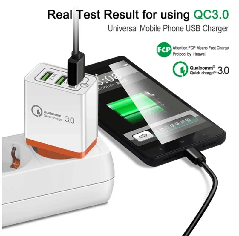  Быстрое зарядное устройство с 3 портами QC3.0 USB-устройство для зарядки телефона дорожное вилкой ЕС США