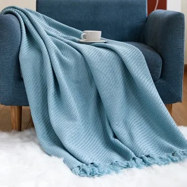Wholesale nordic knitted throw blanket modern crochet baby knitted blanket