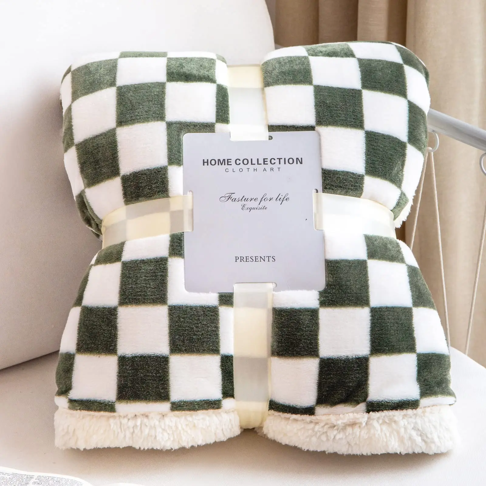 Winter Thick Cover Sofa Throw Blanket Solid Color Fluffy Warm Plaid Plush Woven Knitted Techniques Vintage Geometric Patterns
