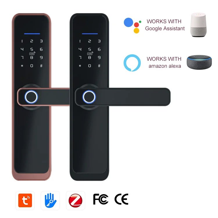  Home Security Aluminum Waterproof TTlock Card Digital Electric Main Slide Fingerprint Wifi Entry Tuya Smart Bedroom Door
