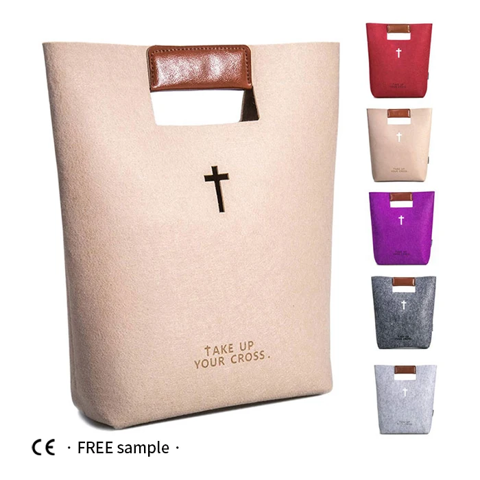 hot sale eco friendly women shopping custom tote felt bags handbag with strap