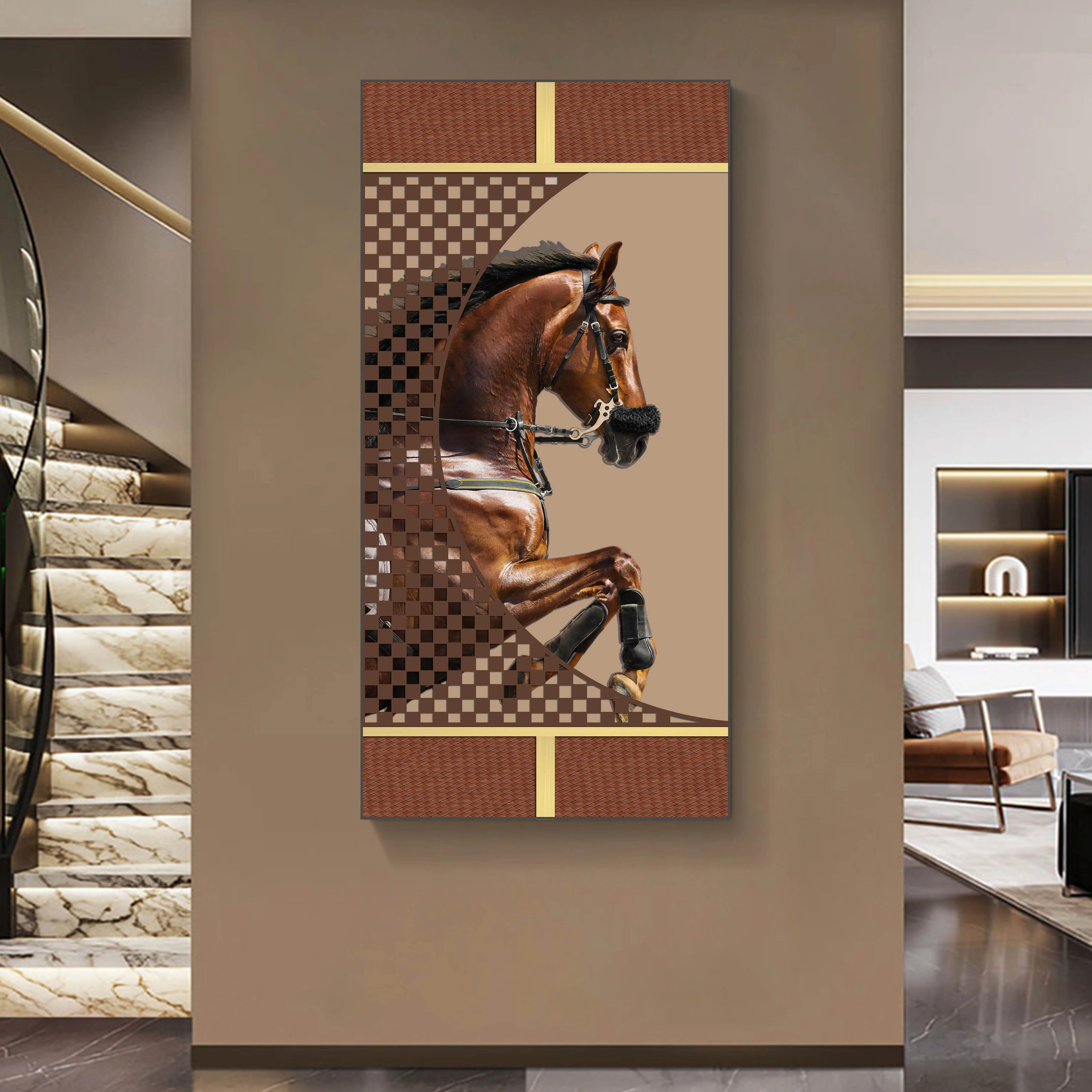 Custom High Quality Horse Wall Art Framed Wall Arts Hotel Hanging Paintings Simple Modern Decorative Painting