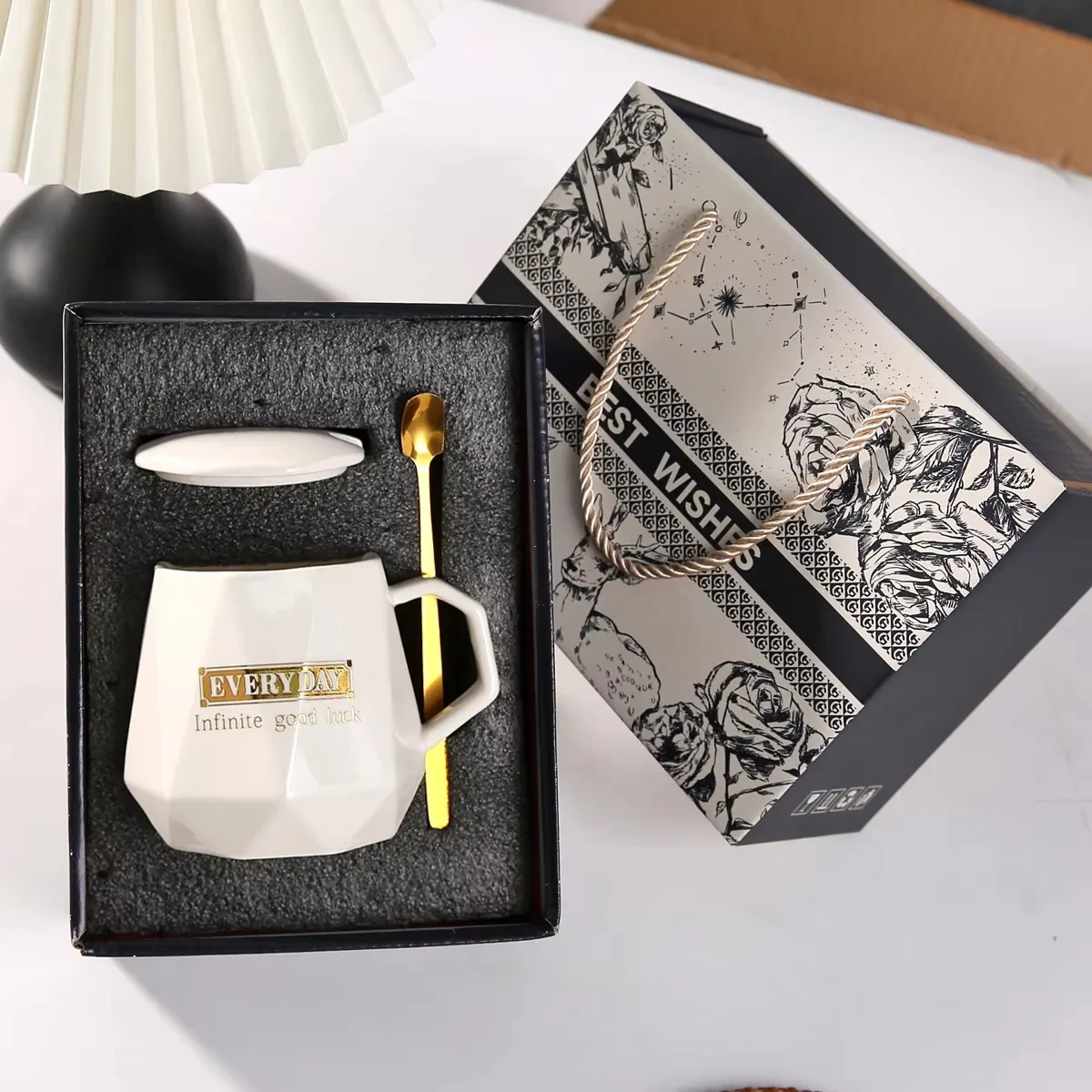 Ceramic business use 55 Degree Thermostatic Hand Automatic Heating Thermos Thermostatic Cup Gift Box Set