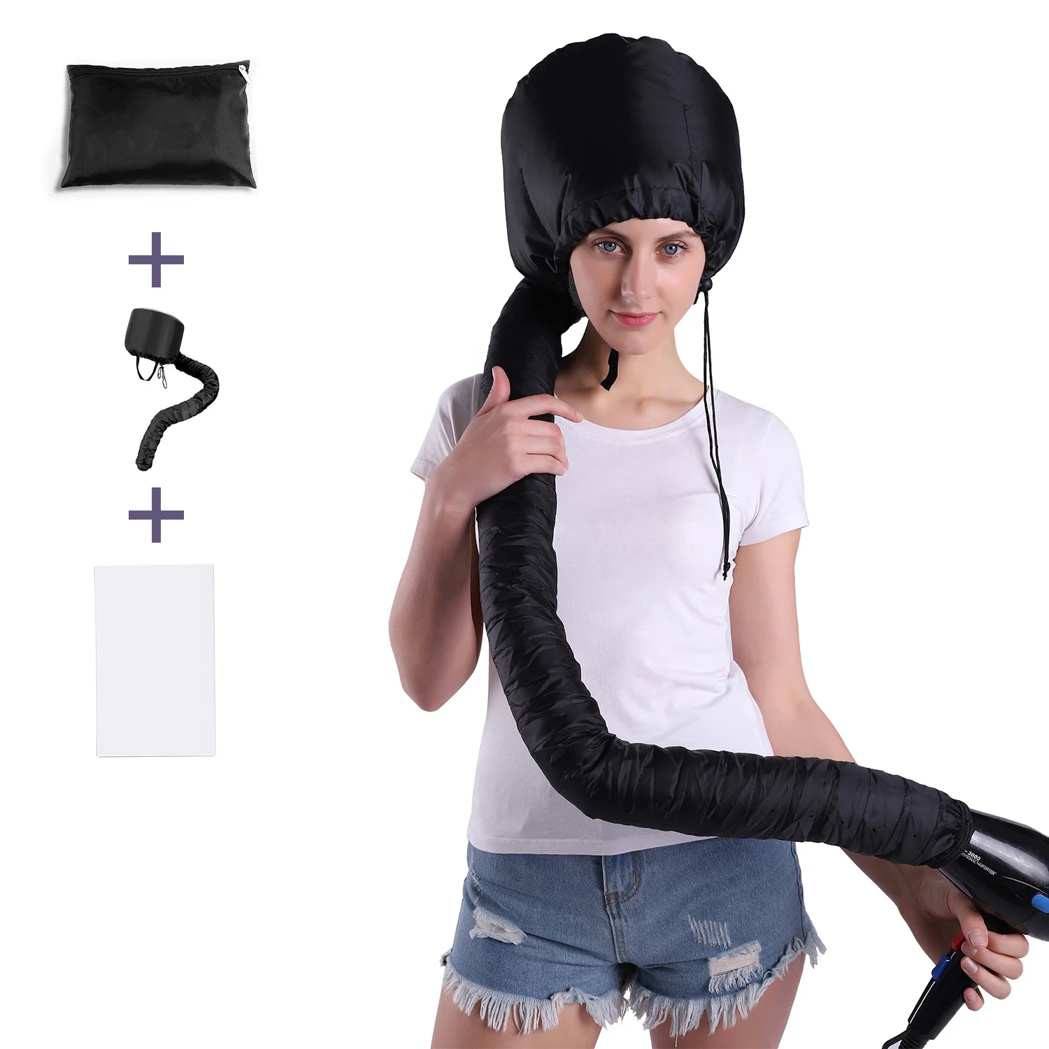 Attachable deep conditioning hands free soft  diffuser bonnet hood hair dryer attachment