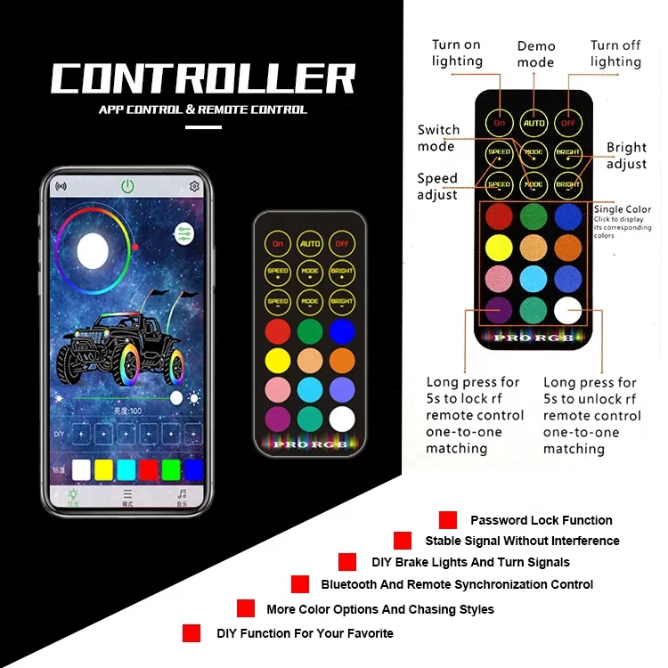 Manufacturer Remote Safety Led Whips Chasing Colors Led Lighted Whip Antenna Flag Light For Atv Utv Offroad Vehicle Rzr