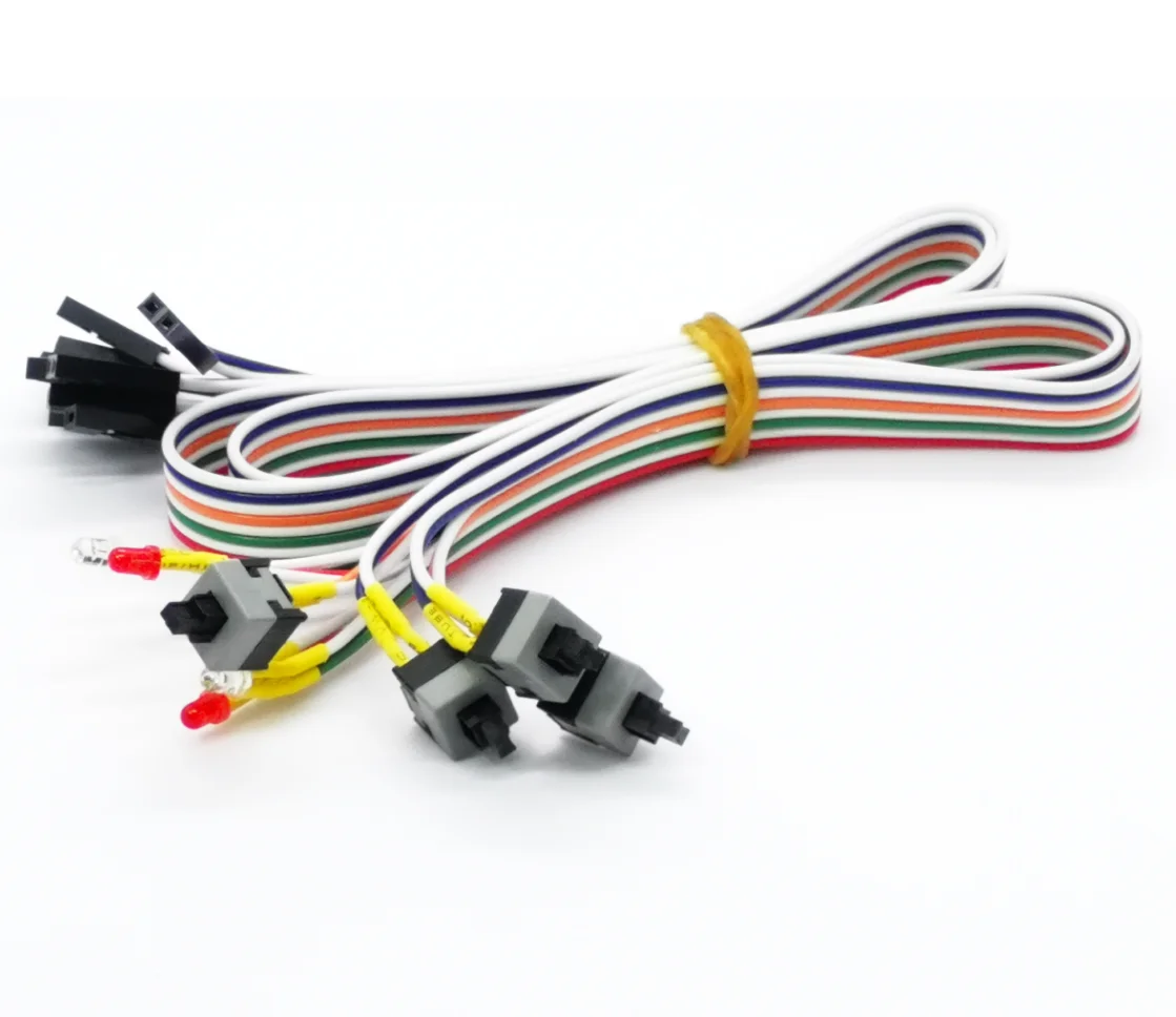 65mm Manufacturer Computer chassis switch line double button host switch with light power line