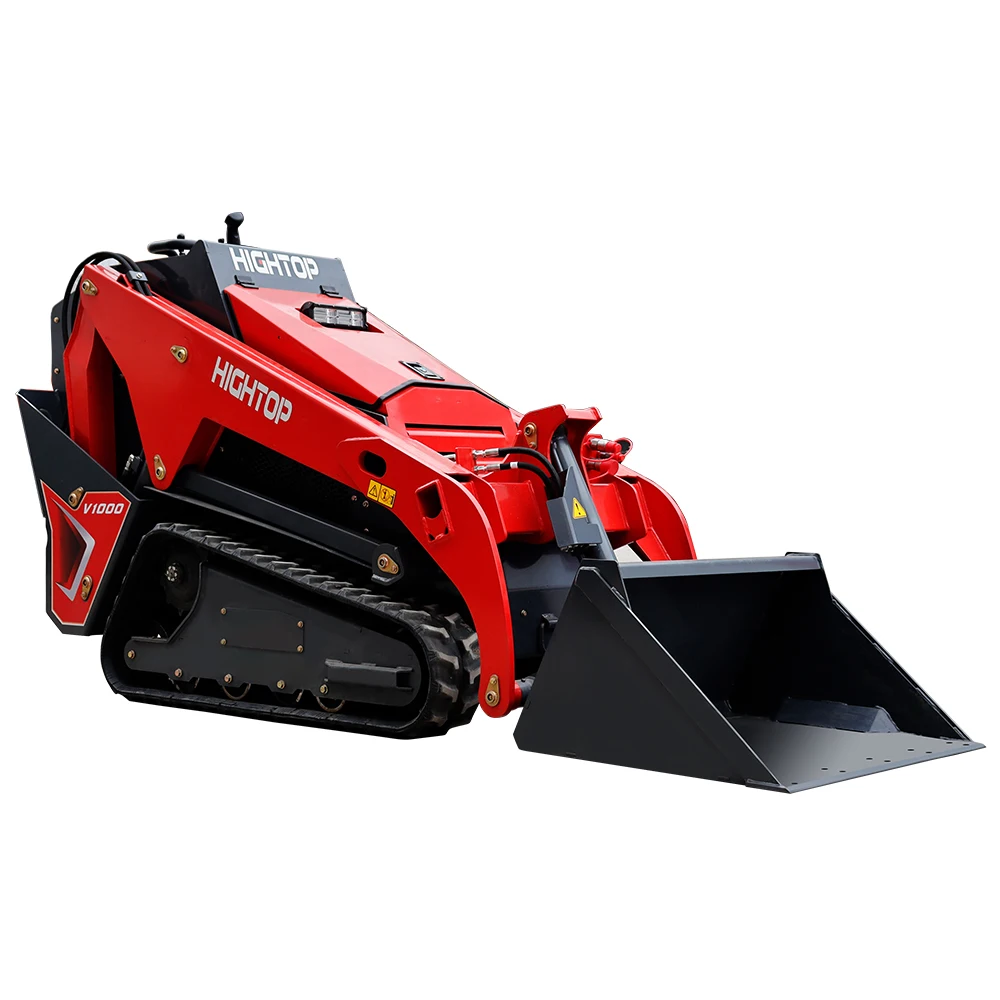 HT-V1000 Crawler skid loader  with Auger Hammer attachment rubber telescopic crawler chassis mini skid steer loader