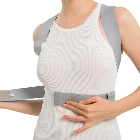 Comfortable Adjustable Back Straightener Grey Upper Back Brace for Clavicle Support to Relieve Neck Posture Corrector