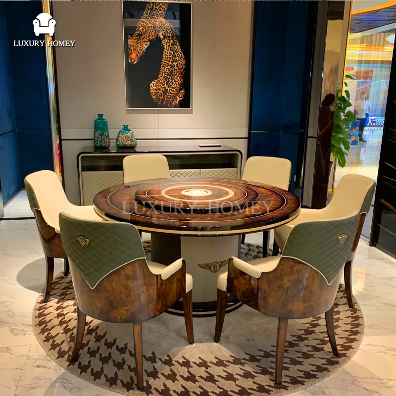 Modern Dining Room 6 Seaters Chair Luxury Design House Furniture Leather Wooden Veneer Dining Chairs For Dining Table