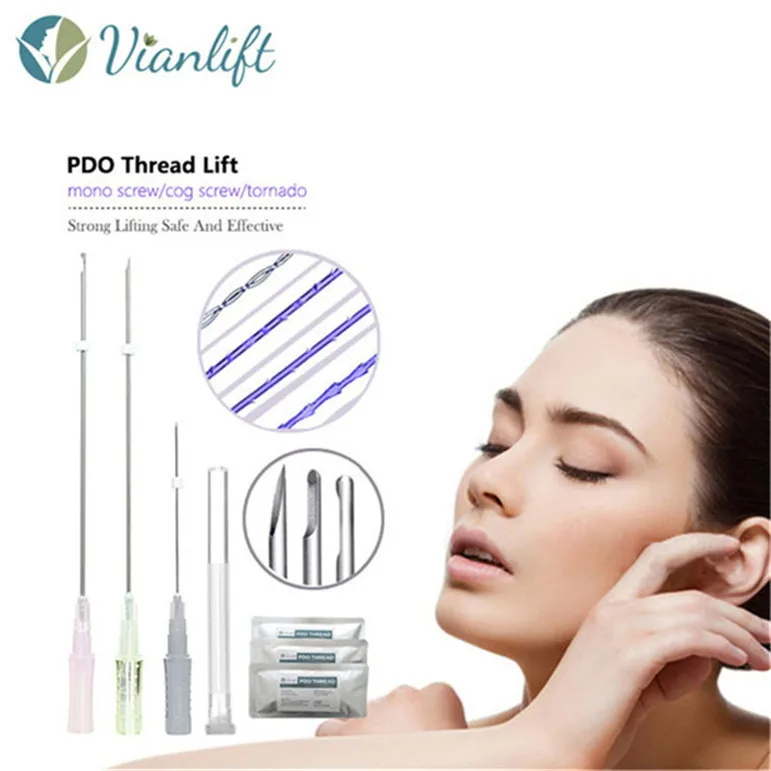 absorbable pdo thread lift double needle 3d cog pcl thread lift nose