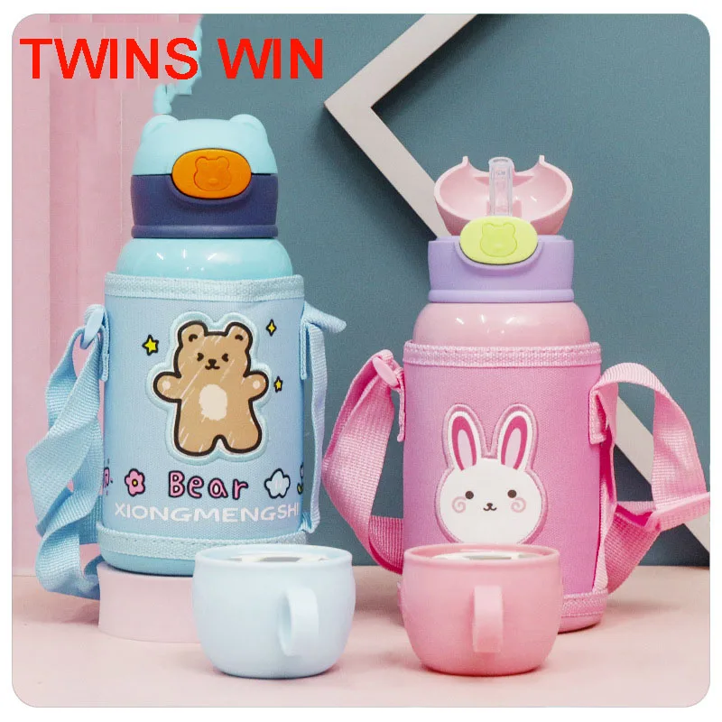 Детский портативный термос высокого качества с изображением лося рождественский подарок вакуумный соломенный изолированный чайник CUP1808