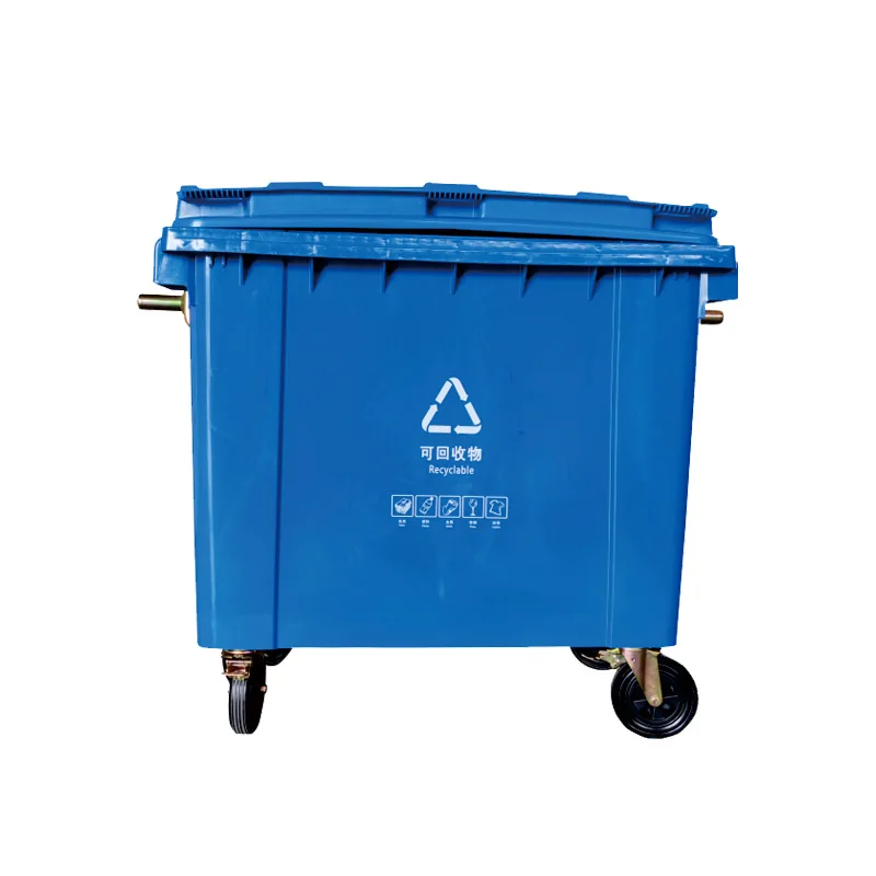 Large Outdoor 660L Public Mobile Wheelie Waste Bin Plastic Street Dustbin with Lid for Garbage Container Service Equipment