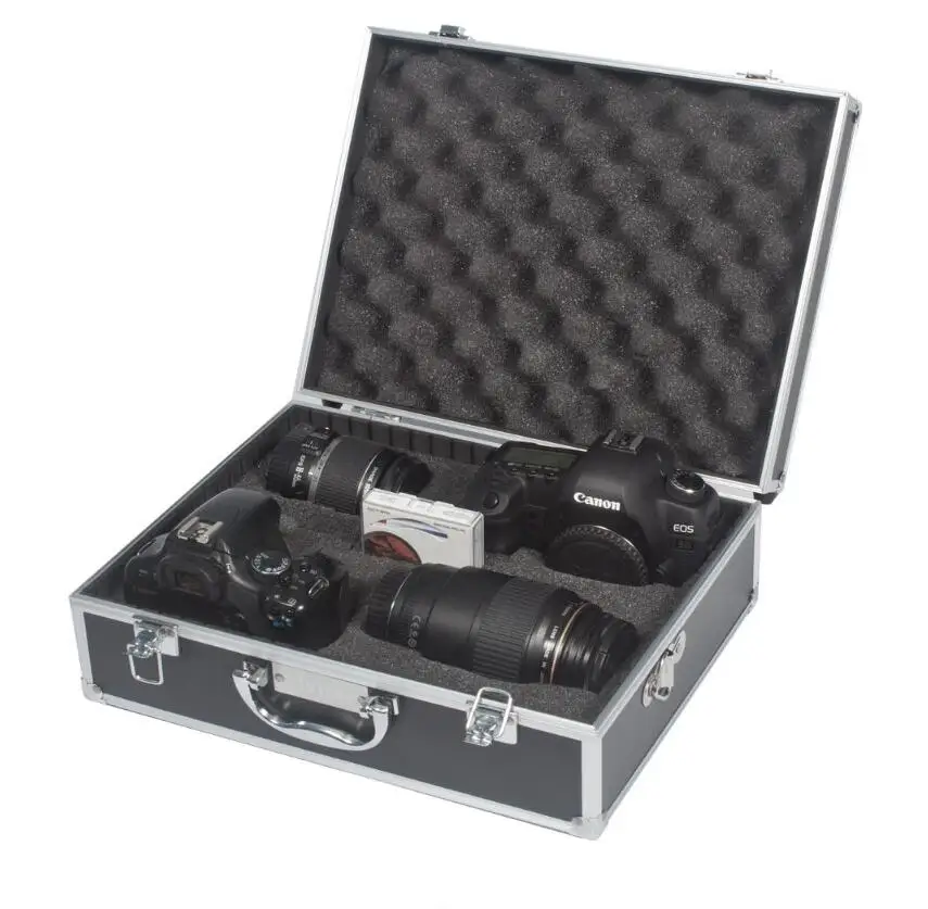 Aluminum Hard Foam Black Briefcase ToolBox Aluminum Carrying Case with wheels