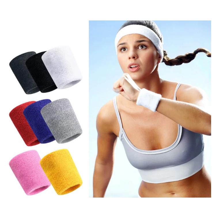 Wholesale Colorful Custom Embroidery Non Slip Adjustable Terry Sweatband Hand Band Cotton Wristband