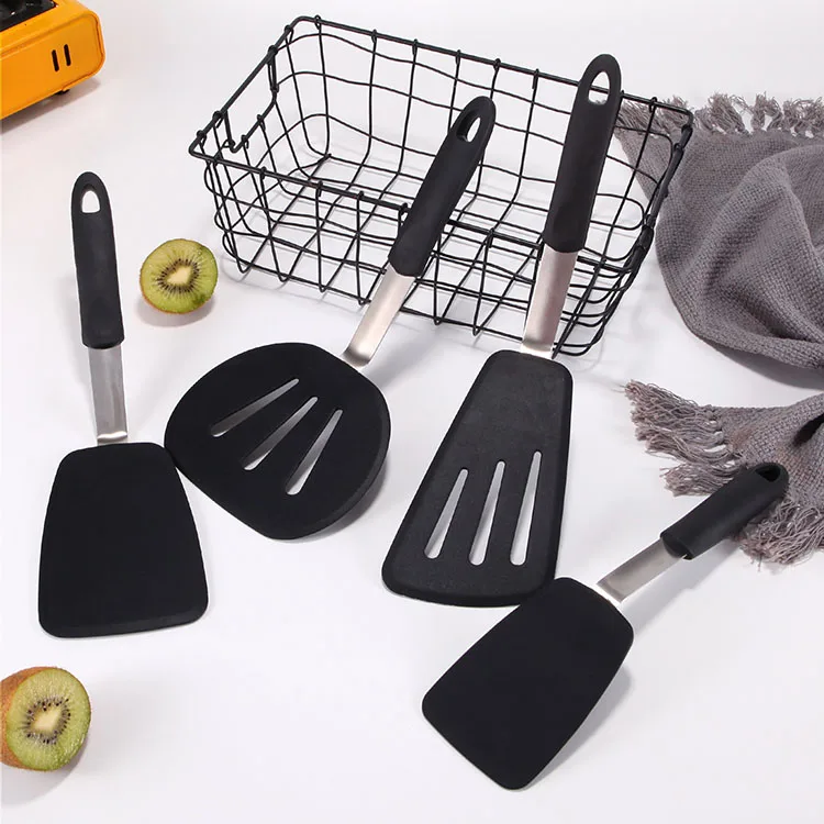 4 Pack Non Stick Cookware Large Flexible Heavy Duty Turner Silicone Bakeware Spatula For Pizza Cooking Flipping Fish Pancake Egg