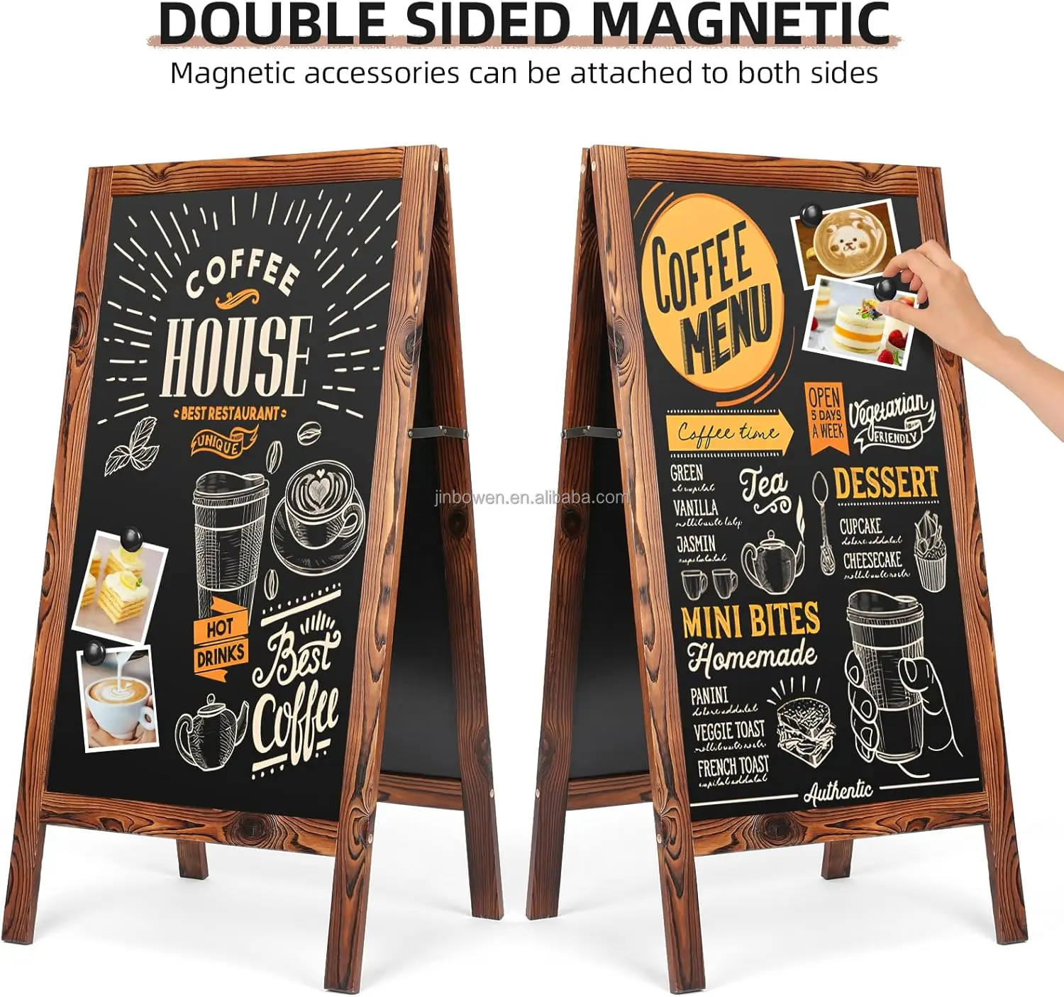 KBW Outdoor A Frame 40x20 Magnetic Standing Wood Framed Blackboard Sidewalk Menu Chalkboard for kitchen bar home restaurant