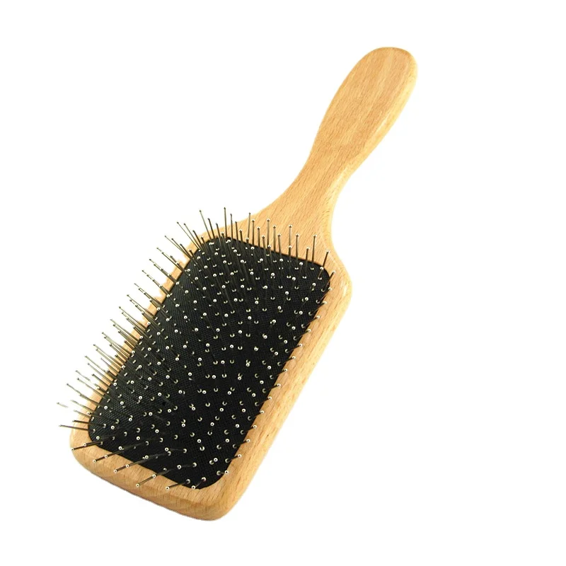 wholesale Natural Beench Wooden Hair Brush Portable Paddle Hair Brush Wooden Handle Airbag Massage Comb