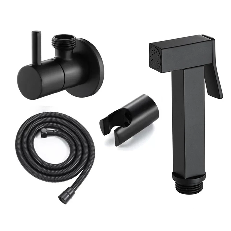 Prime Bidet Spray Gun Set Matt Black Painted Brass Body Bathroom Toilet Washing Faucet